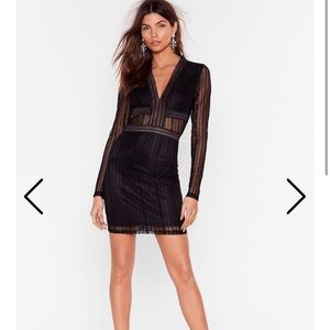 Nasty Gal V-Neckline Bodycon and Lace Mini Dress